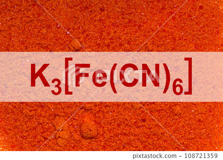 Potassium Ferricyanide with Chemical formula K3[Fe(CN)6]. Top view 108721359