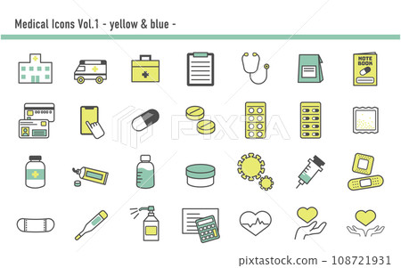 Medical icon set A 03 yellow and light blue 108721931