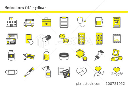 醫療圖示集 A 04 黃色 醫療圖示集 A 04 黃色 108721932