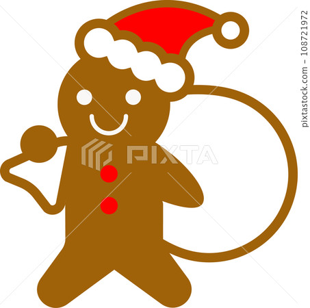 gingerbread man with christmas gift bag gingerbread man with christmas gift bag 108721972