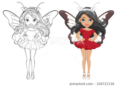Beautiful Woman with Butterfly Wings: Vector Cartoon Illustration Beautiful Woman with Butterfly Wings: Vector Cartoon Illustration 108722136