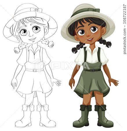 Cute Girl with Happy Smile: Cartoon Character 108722187