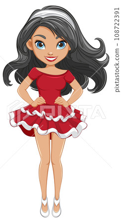 Beautiful Woman with Long Hair in Mini Dress Beautiful Woman with Long Hair in Mini Dress 108722391