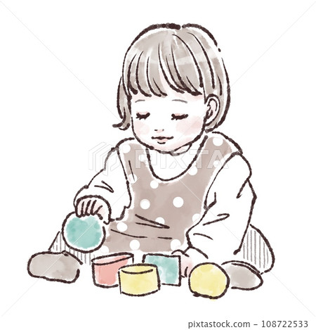 Illustration material of children playing with toys 108722533