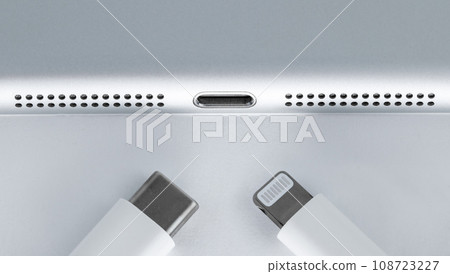 Apple with Lighting and Usb-c Cable Charger on. EU try to Forced phone to Use Usb-c Instead of Lighting Cable. Apple with Lighting and Usb-c Cable Charger on. EU try to Forced phone to Use Usb-c Instead of Lighting Cable. 108723227