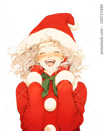 微笑的聖誕老人服裝女孩 微笑的聖誕老人服裝女孩 108723486