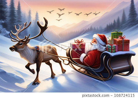 Christmas Santa came again this year with presents [AI generated image] 108724115