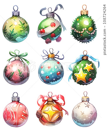 Christmas ornament illustration painted in watercolor Christmas ornament illustration painted in watercolor 108724264