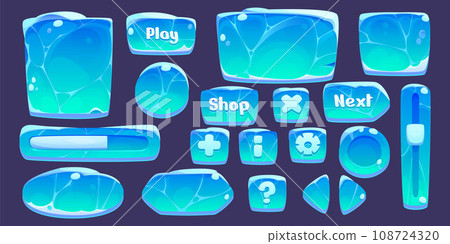 Ice game ui buttons set isolated on background 108724320