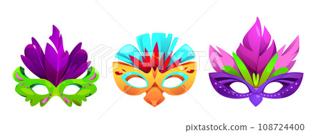 Colorful carnival masks set isolated on white 108724400