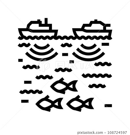 marine noise pollution line icon vector illustration 108724597