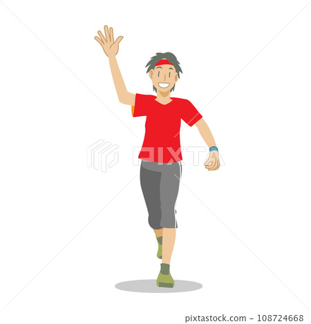 Female runner waving her hands Female runner waving her hands 108724668