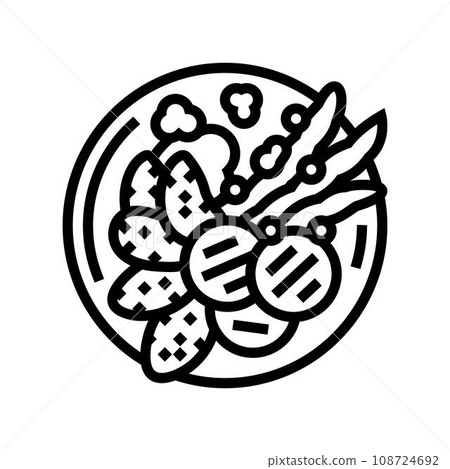 tempura vegetables japanese food line icon vector illustration 108724692