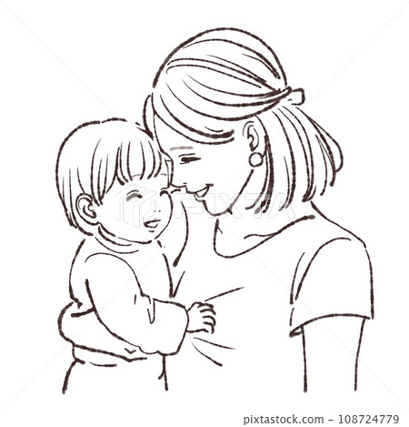 Smiling parent and child illustration material 108724779