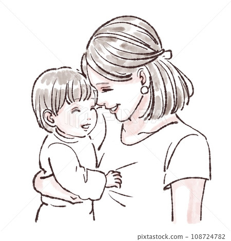 Smiling parent and child illustration material 108724782