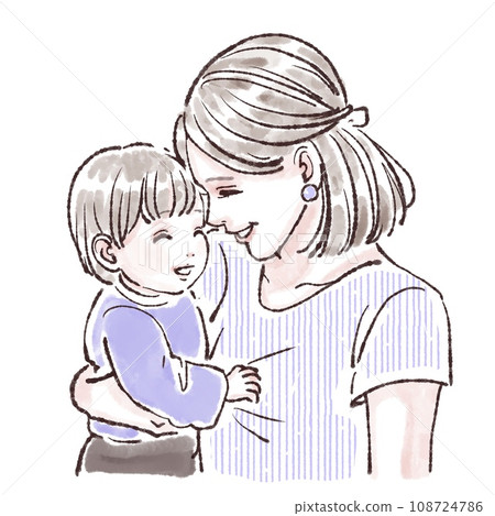 Smiling parent and child illustration material 108724786