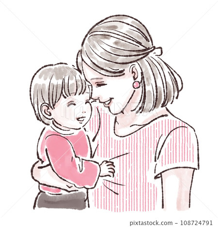 Smiling parent and child illustration material 108724791