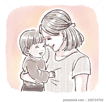 Smiling parent and child illustration material 108724792