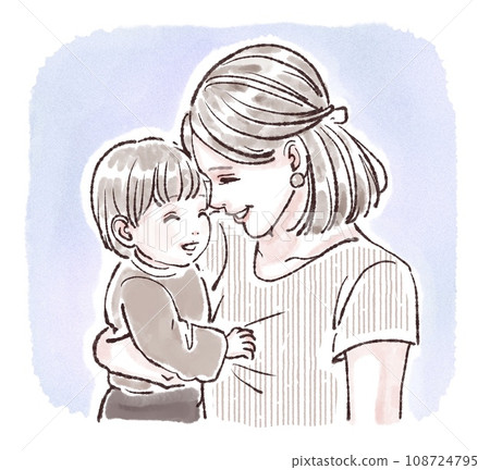 Smiling parent and child illustration material 108724795