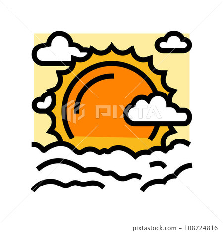 sun sunset summer sunlight color icon vector illustration 108724816