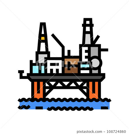 oil rig platform petroleum engineer color icon vector illustration oil rig platform petroleum engineer color icon vector illustration 108724860
