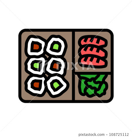 bento box japanese food color icon vector illustration bento box japanese food color icon vector illustration 108725112