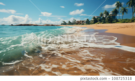 熱帶海岸、蔚藍的大海和藍天 熱帶海岸、蔚藍的大海和藍天 108725318