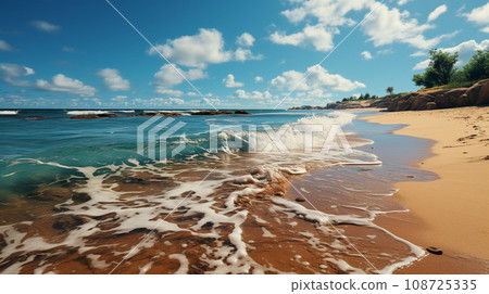 Tropical coast, blue sea and blue sky 108725335