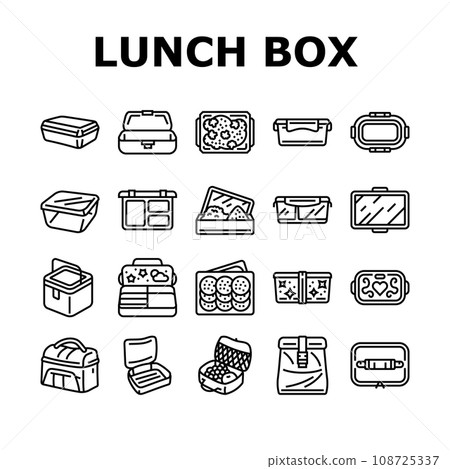 lunch box food school meal icons set vector 108725337