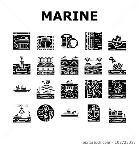 marine engineer boat mechanic icons set vector marine engineer boat mechanic icons set vector 108725355
