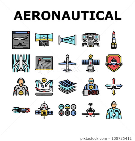 aeronautical engineer aircraft icons set vector 108725411
