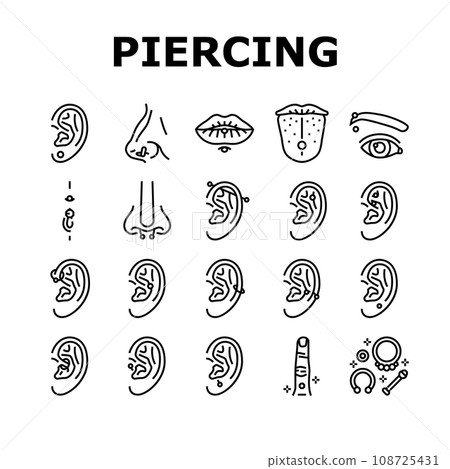 piercing fashion beauty earring icons set vector piercing fashion beauty earring icons set vector 108725431