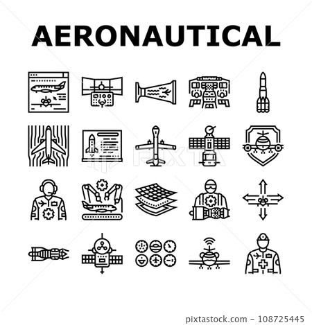 aeronautical engineer aircraft icons set vector aeronautical engineer aircraft icons set vector 108725445