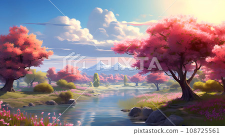 手绘漂亮的春天元素插画 108725561