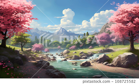 手绘漂亮的春天元素插画 手绘漂亮的春天元素插画 108725582