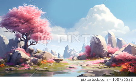 手绘漂亮的春天元素插画 108725588