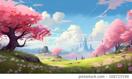 手绘漂亮的春天元素插画 手绘漂亮的春天元素插画 108725590