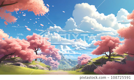 手绘漂亮的春天元素插画 手绘漂亮的春天元素插画 108725591