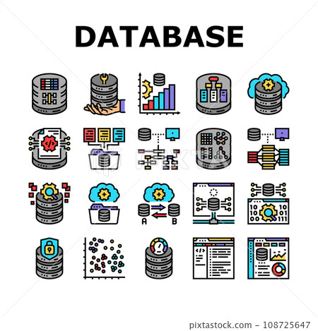 database administrator server icons set vector database administrator server icons set vector 108725647