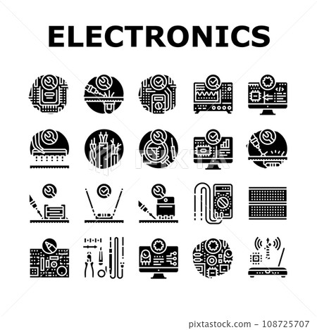electronics technician technology icons set vector electronics technician technology icons set vector 108725707