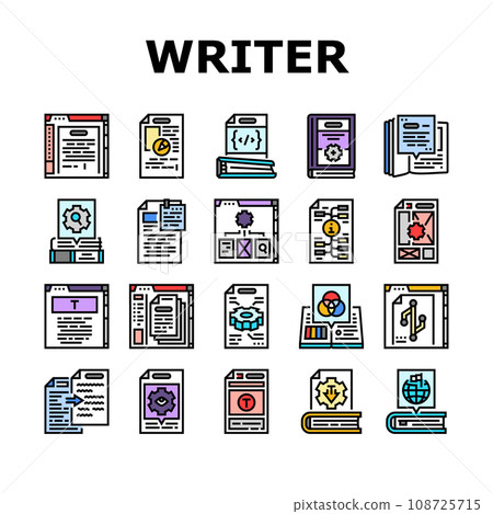 technical writer doc icons set vector technical writer doc icons set vector 108725715