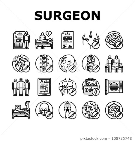 surgeon doctor hospital icons set vector surgeon doctor hospital icons set vector 108725748