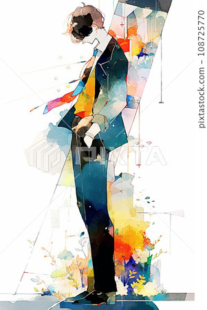抽象男性水彩風格插畫 抽象男性水彩風格插畫 108725770