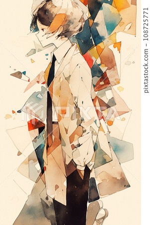 抽象男性水彩風格插畫 108725771