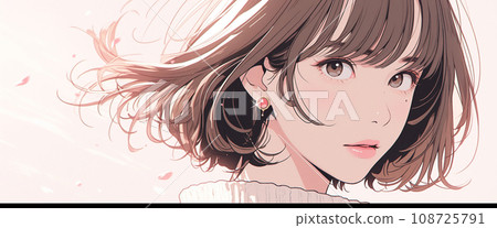 日本女性背景圖像向量風格插畫 108725791