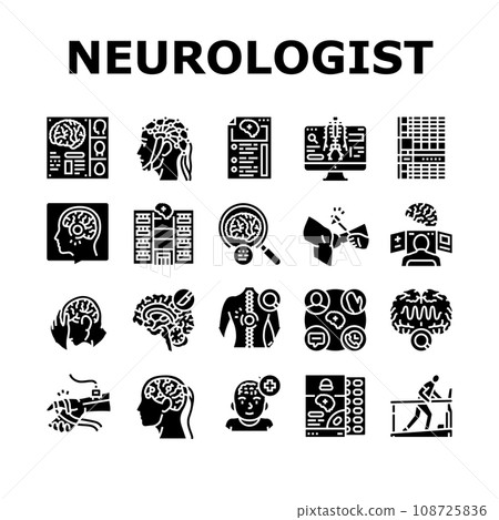 brain neurologist doctor icons set vector brain neurologist doctor icons set vector 108725836