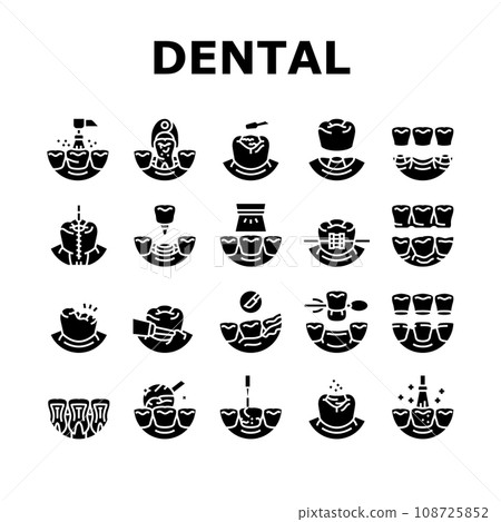dental procedure clinic icons set vector dental procedure clinic icons set vector 108725852