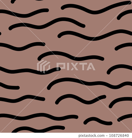 Seamless Wave Pattern. Hand Drawn Water Sea Modern Background. 108726840