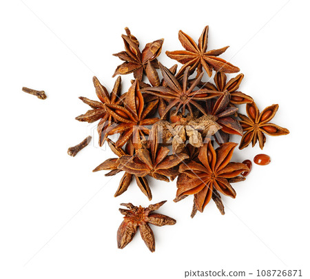 Star anise spice isolated on white background 108726871