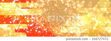 Japanese painting style background wide size illustration of Heian period-style golden elegant clouds and dancing gold leaf, gold powder, and sand. Japanese painting style background wide size illustration of Heian period-style golden elegant clouds and dancing gold leaf, gold powder, and sand. 108727472